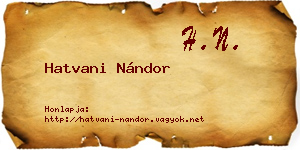 Hatvani Nándor névjegykártya